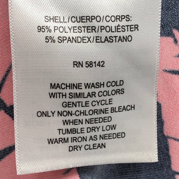 Maggy London Coral Leaf Pattern Faux Wrap Dress Size 4 - Picture 9 of 16